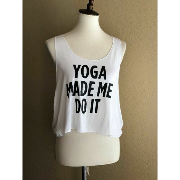 STYLESTALKER White Yoga Made Me Do it Tank Top L - Picture 7 of 10
